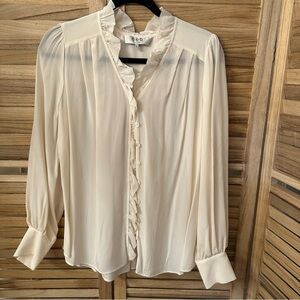 Sea New York Silk Ruffle Front Top in ivory size 4